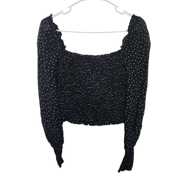 Reformation Smock Polka Don Square Neck Top XS Black Romantic Retro Girlhoodcore - Picture 1 of 7